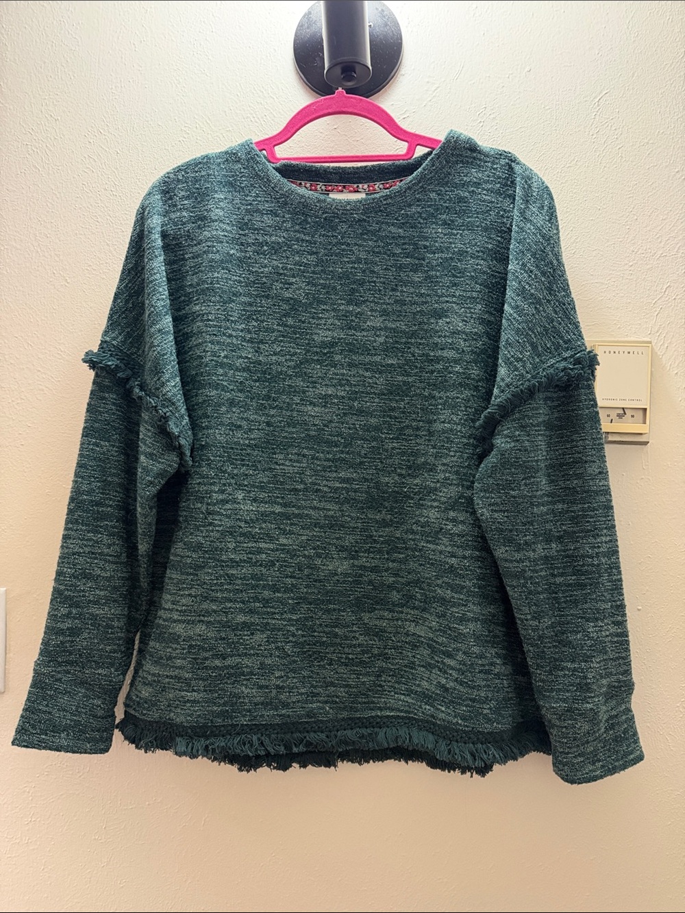 Women’s Teal Fringe Crewneck Sweater